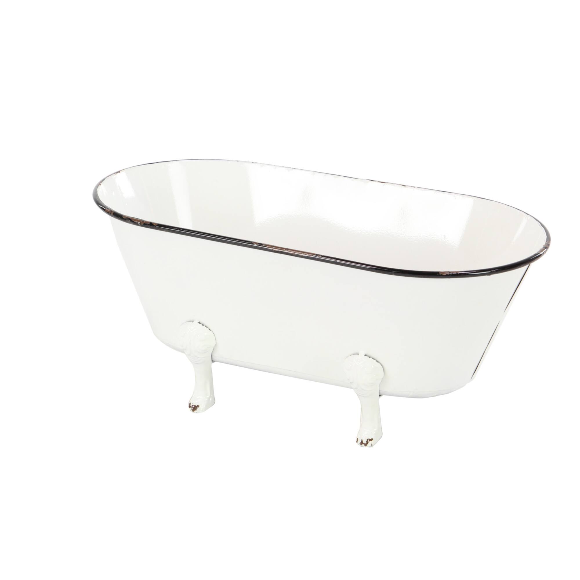 20" White Metal Farmhouse Planter